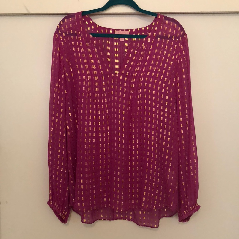 Metallic and silk top
